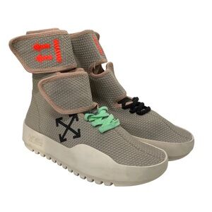 Off-White Cream Knit Slip-On Sneakers with Blush Trim